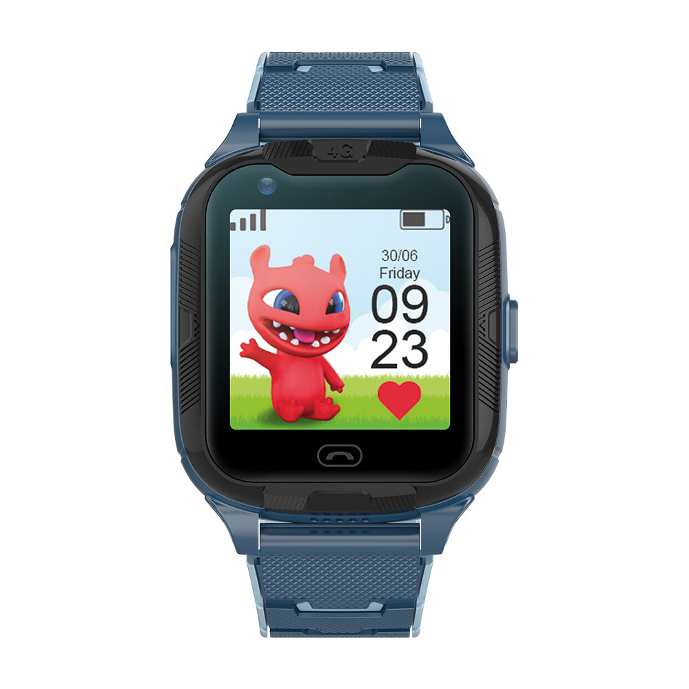 Blue Maxlife kids smartwatch, front view showing the clock face